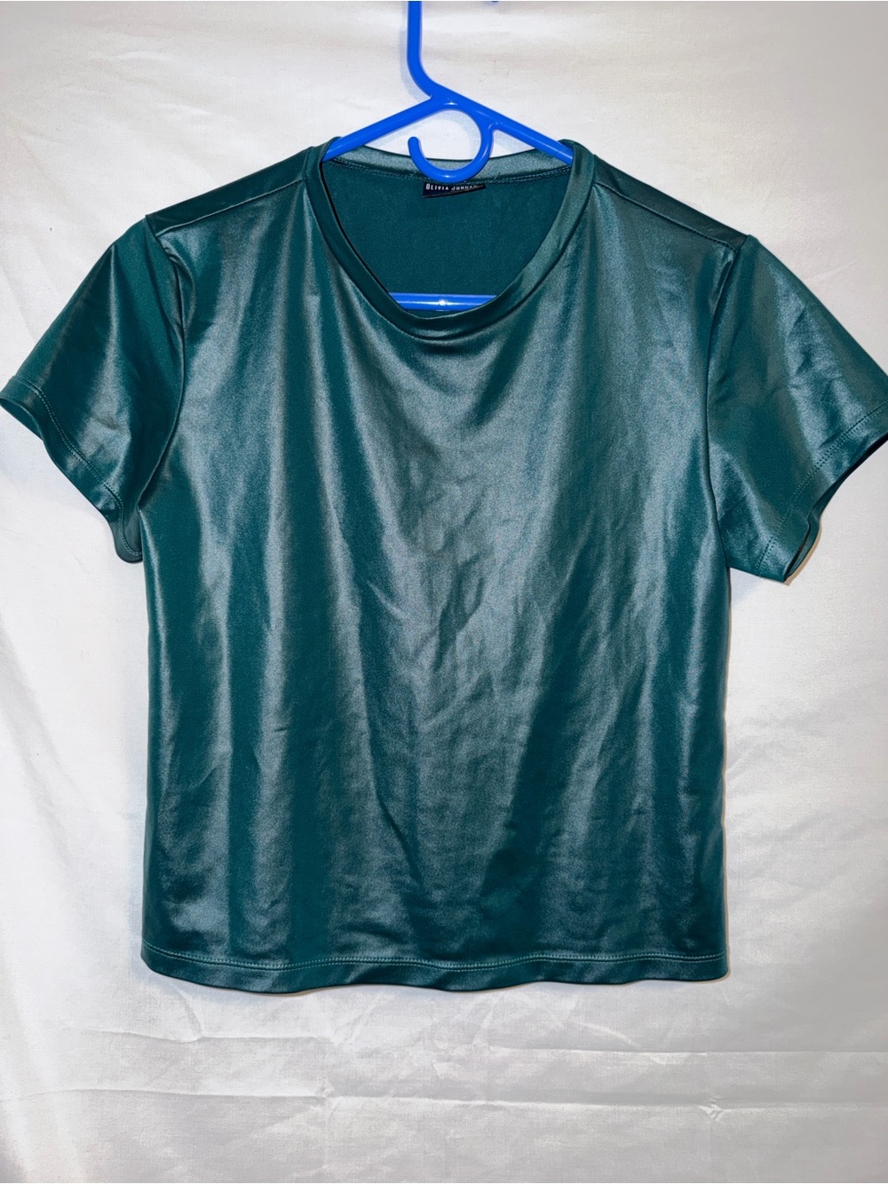 Satin-Look Short Sleeve Tee in Deep Teal